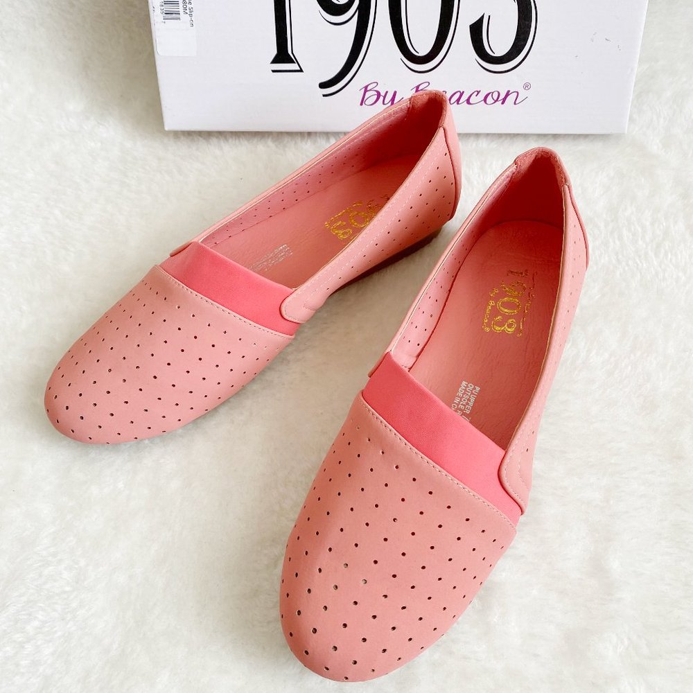Bacon, Women's Slip-on Flat, Coral PU Leather, Size 7.5M